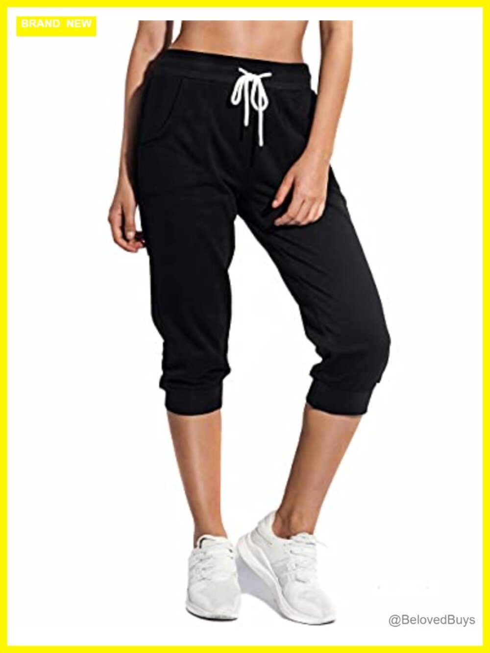 Women's Capri Sweatpants French Terry Tapered Joggers with Pockets